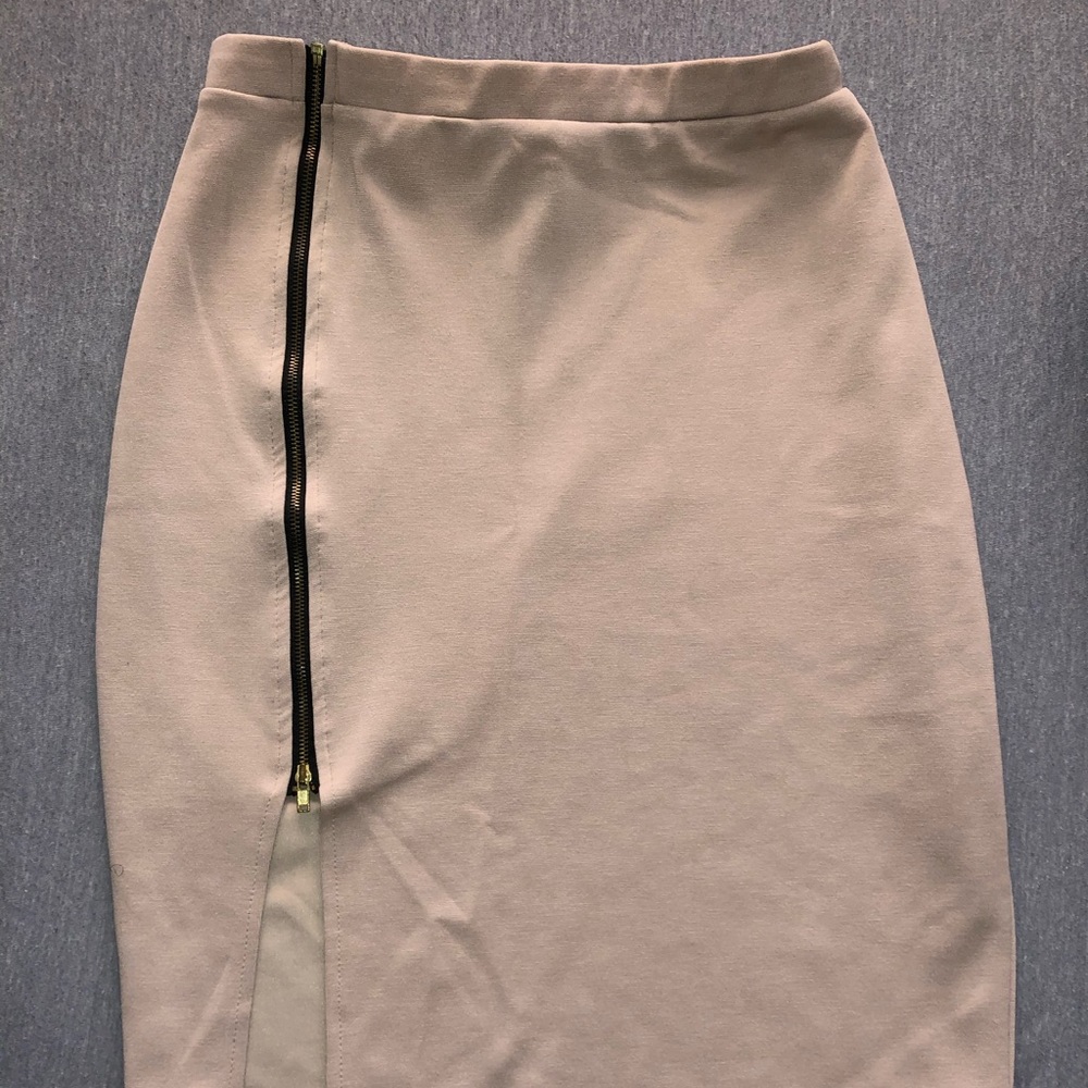 Tan Pencil Skirt W/Slit